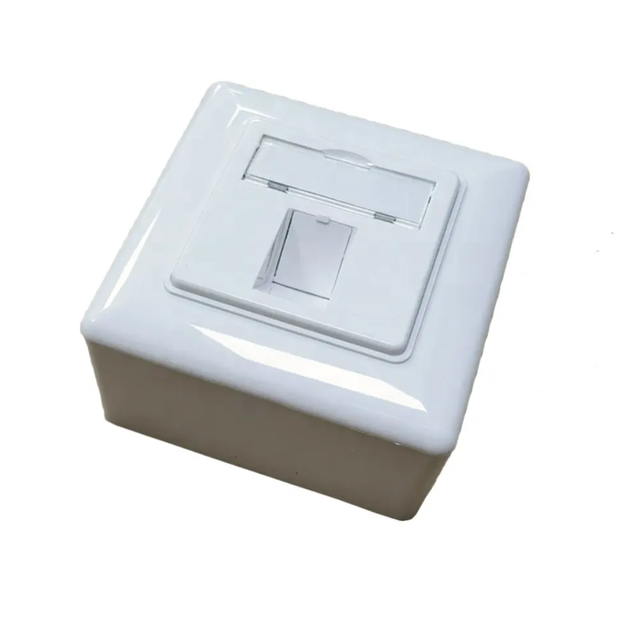 Single Port Surface Mounted Box Germany Type RJ45 and RJ11 Connector Wall Plate for Networking Application