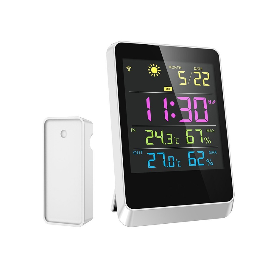 Orologio Meteo Digitale Con Temperatura E Umidità - Sveglia, Previsioni, Fasi Lunari, Per Ufficio E Casa