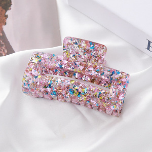 YJL venta al por mayor lentejuelas coloridas gran hueco rectángulo acrílico garra Clip Festival estilo Popular niñas pinza de pelo - Product Image 4