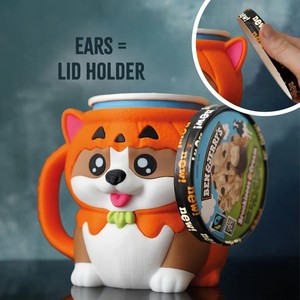 Mug en plastique en forme d'animal de dessin animé mignon imprimé en 3D avec renard et chien pour la décoration de la maison et de la cuisine - Product Image 1