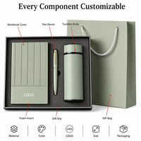 Ensemble cadeau personnalisé avec logo, carnet à couverture rigide en cuir PU doux au toucher, stylo, gourde isotherme pour clients d'entreprise