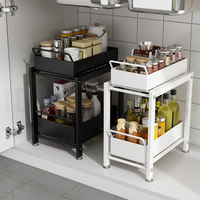 Étagère de rangement sous évier en métal sur mesure pour cuisine, double niveau, autoportante, avec conception détachable pour vaisselle