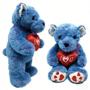 Oso de peluche azul personalizado para San Valentín, oso de peluche con corazón, oso de peluche como regalo de amor - Product Image 1