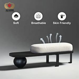 HJ HOME <span class=keywords><strong>Banc</strong></span> d'entrée en <span class=keywords><strong>bois</strong></span> blanc et <span class=keywords><strong>noir</strong></span> Boucle tapissé avec pieds en métal abstrait - Product Image 6