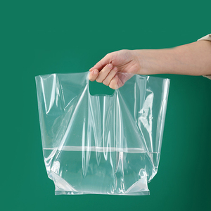 Bolsa de Plástico Transparente Troquelada al por Mayor para Restaurante, Bolsa con Asa para Llevar Comida, Bolsa de Embalaje Personalizada con Logotipo para Pan y Pasteles, Bolsa de Compras - Product Image 4