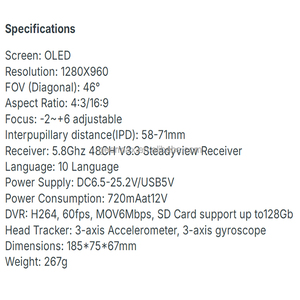 Para SKYZONE SKY04X V2 60FPS DVR OLED FPV Gafas Drone 1280x960 <span class=keywords><strong>4</strong></span>:<span class=keywords><strong>3</strong></span> 16:9 5,8 GHz 48CH V3.<span class=keywords><strong>3</strong></span> Steadyview Receptor UAV Kit de piezas de repuesto - Product Image 5