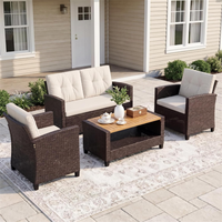 Ensemble de meubles de patio en osier résistant aux intempéries, canapé de patio extérieur avec table pour cour, terrasse, jardin