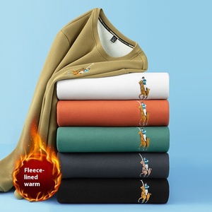 <span class=keywords><strong>Paul</strong></span> hommes haut de gamme automne hiver gaufré sweat brodé marque col rond manches longues coupe ample doublé polaire chaud solide - Product Image 3