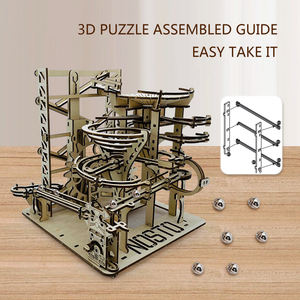 لعبة تعليمية ثلاثية الأبعاد مخصصة من الخشب على شكل مسار الرخام للأطفال والكبار، مجموعة ألغاز يدوية الصنع مع إضاءة - Product Image 4