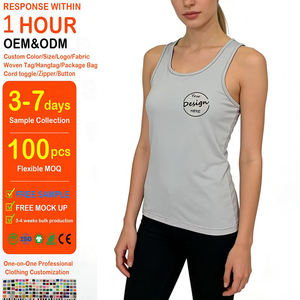 Débardeur de sport personnalisé à logo imprimé, coupe ajustée, dos nageur, en tissu tricoté respirant, coton, pour femme - Product Image 1
