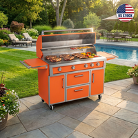 Barbecue à gaz de luxe en forme de H, brûleur orange, en acier inoxydable 304, 99 000 BTU, pour cuisine extérieure de jardin – Stock USA
