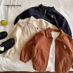 Child Star Circle Boys Jacket Spring Autumn Lapel Zipper Embroidered Short Outerwear Kids Fashion Coat - Product Image 1