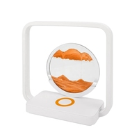 Lampe de table sans fil à gradation pour peinture au sable Lampe de table à trois températures de couleur Sablier Veilleuse 3D dynamique pour peinture au sable mouvant