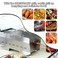 Vente flash - Barbecue au charbon de bois portable en acier inoxydable moderne pour le camping en plein air et les fêtes dans la cour - Durable et écologique