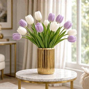 Florero de Metal Acanalado Dorado, Maceta Decorativa para Decoración del Hogar, Centro de Mesa para Sala de Estar, Oficina, Dormitorio, Regalo - Product Image 6