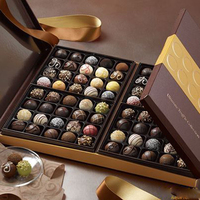 Boîte à chocolat multifonctionnelle de luxe personnalisée avec logo écologique, faite à la main, en carton, avec fermeture magnétique et fenêtre de séparation pour truffes