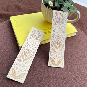 Marque-pages en bois gravés au laser, motifs variés, écologiques, étiquettes cadeaux artisanales pour livres, marqueurs décoratifs - Product Image 4