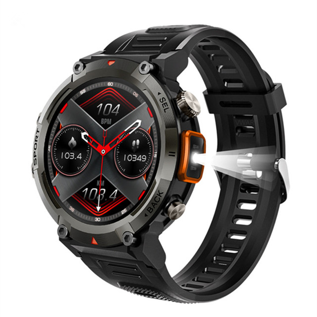 S100 Smart Watch Men Health Monitor Portable Flashlight Waterproof Sports Modes BT Call 2023 1.43 Inch