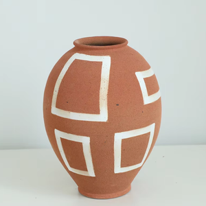 Ensemble de vases en céramique orange vintage, style rustique rétro, motif floral pour la décoration de la maison et l'arrangement floral, style antique - Product Image 5