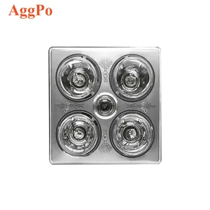 2 in 1 Electric Bathroom Ceiling Mounted Heater Lamp 4 Lights Ventilation Heating Light Warmer Aluminum Plate Buckle Exhaust Fan