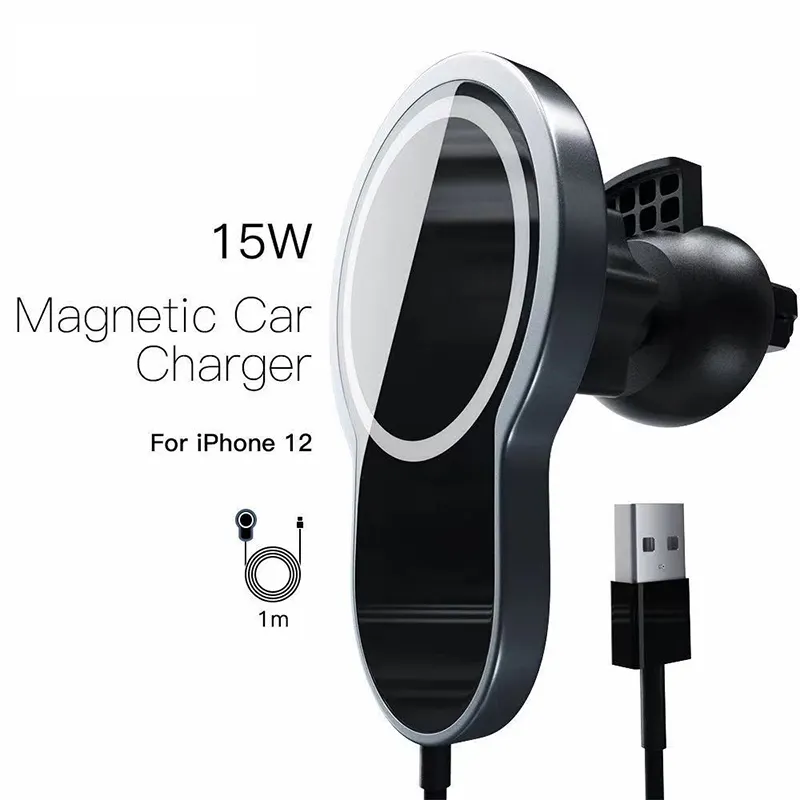 Magnetic Wireless Car Charger 15W Qi Fast Charging Air Vent Car Mount Phone Holder Magnetic Wireless Charger For Car