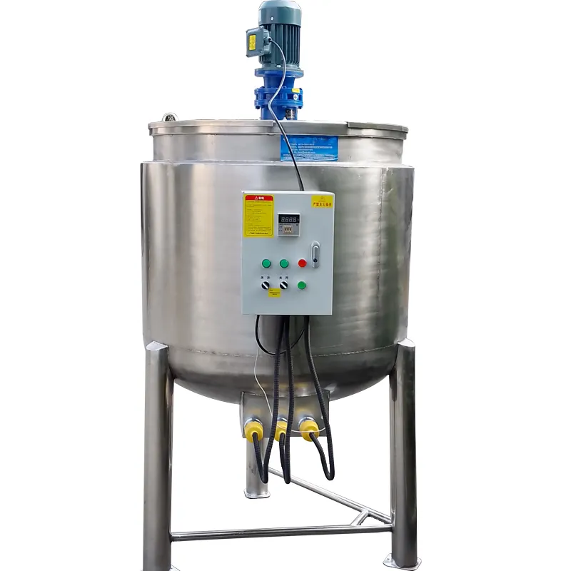 Stainless steel sanitary jacketed mixing tank with agitator cosmetic manufacturing plant chemical blending mixer tank