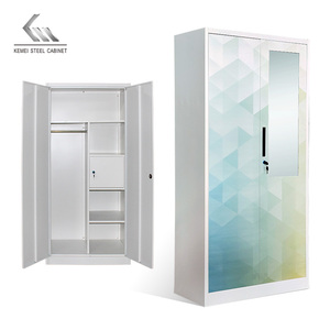 Armoire Indienne Multifonctionnelle Lemari à Portes Coulissantes en Métal avec <span class=keywords><strong>Miroir</strong></span> - Product Image 4