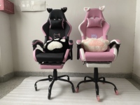Fauteuil de gaming exécutif JOHOOFURNITURE en cuir avec oreilles de chat, repose-pieds en acier inoxydable, inclinable à 360 degrés et réglable en hauteur