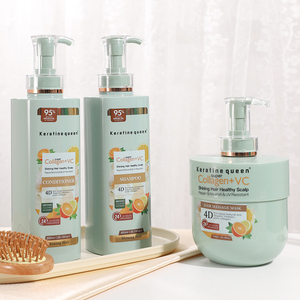 Juego de champú y acondicionador transparente a base de hierbas con biotina para <span class=keywords><strong>el</strong></span> crecimiento del cabello, tratamiento anticaída de color naranja orgánico OEM de etiqueta privada - Product Image 1