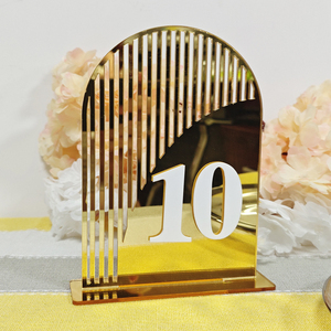 All'ingrosso matrimonio arcuato oro smerigliato specchio di nozze numeri da tavolo con il segno del Menu acrilico numeri da tavola <span class=keywords><strong>per</strong></span> il ricevimento di nozze - Product Image 1