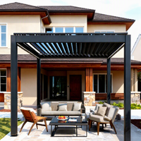 Pergola autonome avec toit rigide pyramidale en aluminium gris clair pour villas et jardins – Style moderne