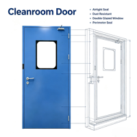 Porte coulissante de purification à économie d'espace avec fenêtre de visualisation pour salle blanche, chambre à air et salle tampon, directement de l'usine