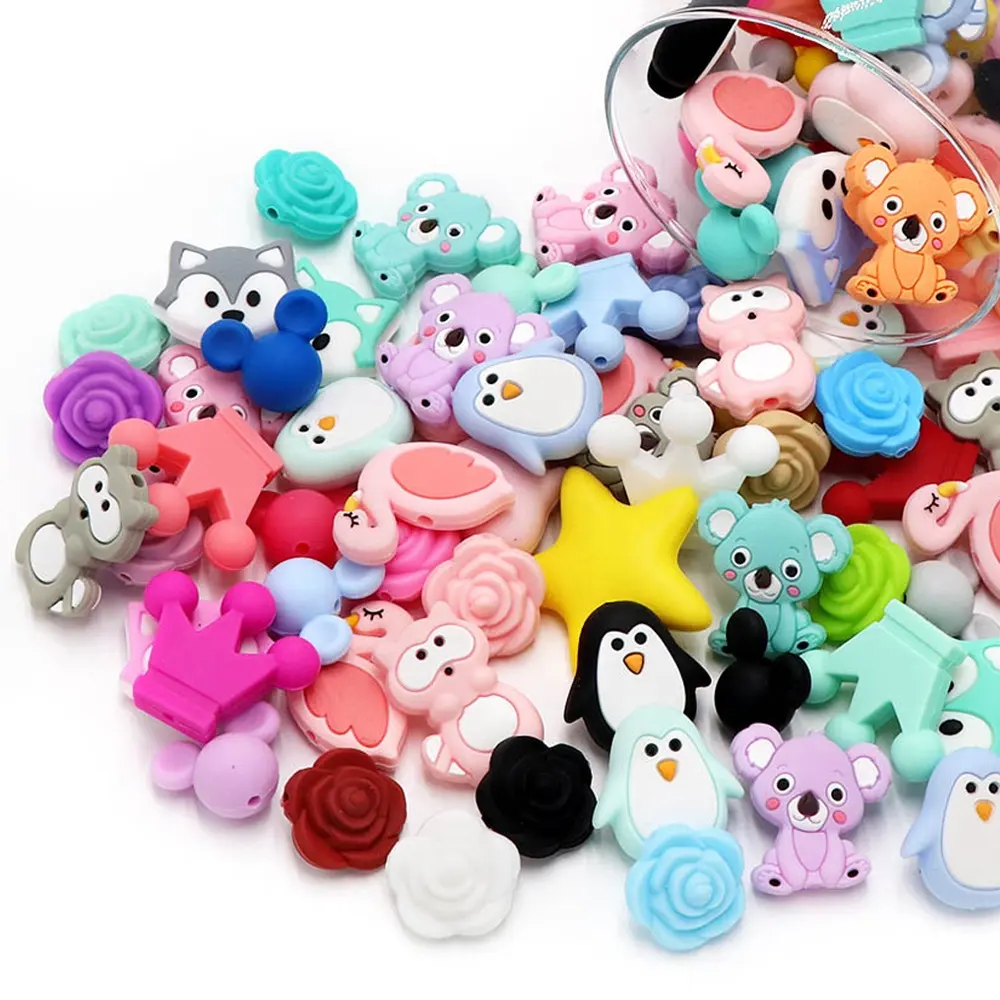 Hot Selling Animal Chewable Bead DIY Pacifier Chains Accessories BPA Free Baby Silicone Focal Beads