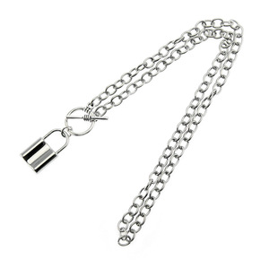 Collar con colgante de candado, cadena de acero inoxidable, cadena minimalista para la clavícula, estilo hip hop para fiestas y discotecas - Product Image 5