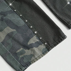 Pantalons en <span class=keywords><strong>jean</strong></span> personnalisés Y2K Vintage Camouflage Patchwork Rivet Décoré Poche cargo Jambes larges Jeans pour hommes Jeans de haute qualité - Product Image 3