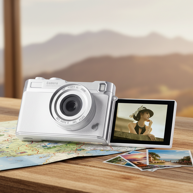 4K 64MP Digital Camera Side Flip Screen 16X Zoom CMOS AF 2 8 Inch HD Display Selfie Vlogging OEM ODM Custom Logo ABS 800mAh