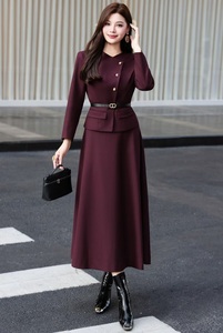 Top Quality New Designer Clothes Set 2026 Spring Women Belt Pocket Patchwork Long Sleeve <strong>Coat</strong>+Elegant Long Maxi <strong>Skirt</strong> Suits Set - Product Image 3