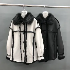 Custom Classic Moto Leather Winter Women Real Sheepskin Shearling Leather Jacket