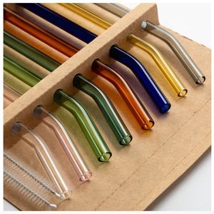 متعدد الألوان الزجاج الشرب القش مجموعة من 2/3/4/5/8 مع تنظيف فرشاة و صندوق مخصص - Product Image 2