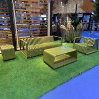 Ensemble de canapé et table basse d'extérieur haut de gamme en alliage d'aluminium, imperméable et résistant aux UV, pour cour, jardin, terrasse