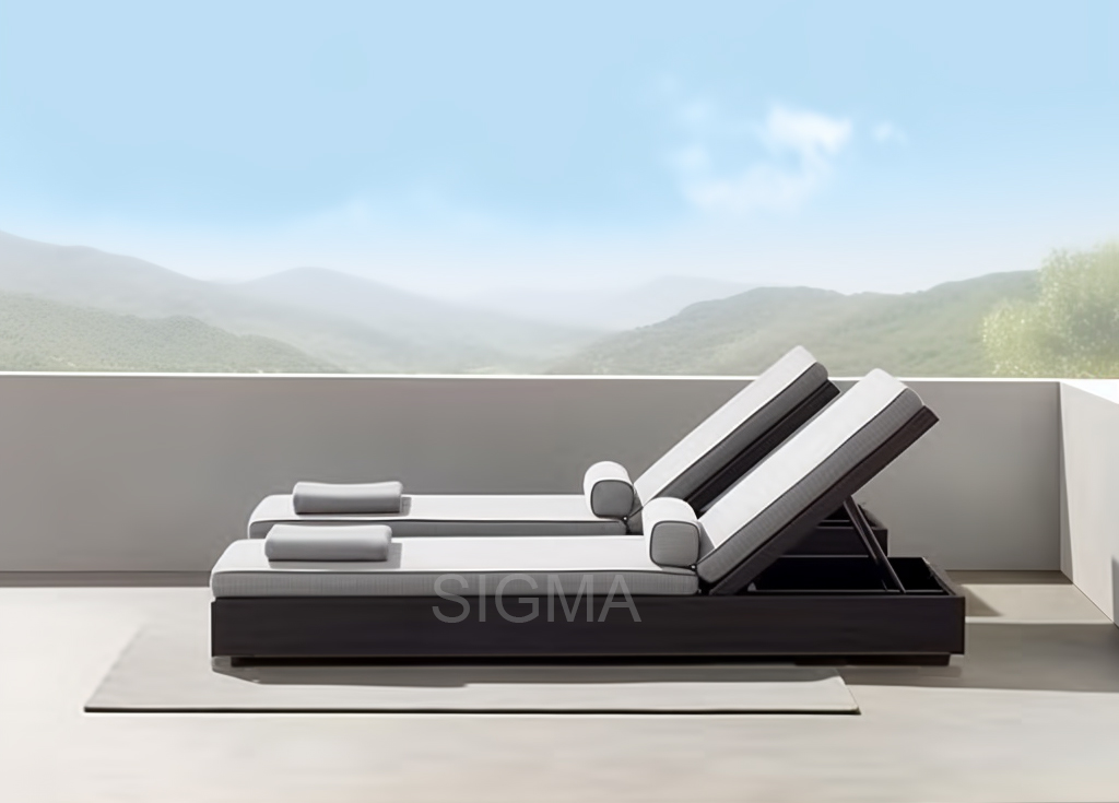 High Quality Outdoor Garden Sets Hotel Patio Aluminum Furniture Set Chaise Daybed Sun Bed