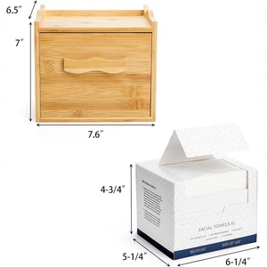 Caja de pañuelos de bambú con organizador de cajones para almacenamiento en el baño y en el escritorio - Product Image 4
