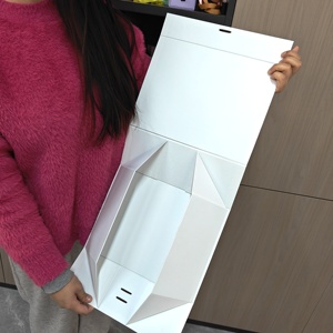 Elegant Clothing Box White Magnetic Folding Luxury Rigid Cardboard with Ribbon Sustainable - Product Image 1