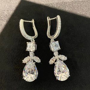 CAOSHI Boucles d'oreilles pendantes en zircon cubique pour femmes à la mode Boucles d'oreilles pendantes en CZ plaqué argent - Product Image 2