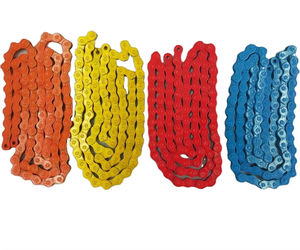 Cadena de acero para bicicleta, 1/2x 1/8x92L, color azul/rojo/dorado/naranja - Product Image 3