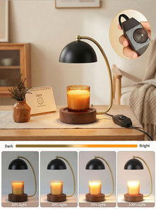 Lampe chauffe-bougie minimaliste en forme d'arc avec base en <span class=keywords><strong>bois</strong></span> pour bougies parfumées, décoration d'intérieur - Product Image 3