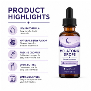 Gouttes de mélatonine liposomale Naturemade 98% de haute qualité en gros, avec théanine et ashwagandha, doses de 1 à 10 mg, 60 ml, en vrac, pour femmes enceintes - Product Image 4