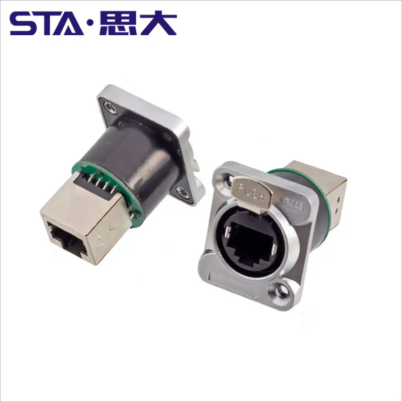 Port Jaringan Ganda 8P8C RJ45, Konektor RJ45 Coupler Perempuan Mount Panel Dorong