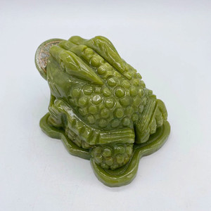 Fengshui-toad de jade verde con moneda para decoración, oferta al por menor y al por mayor, 2020 - Product Image 2