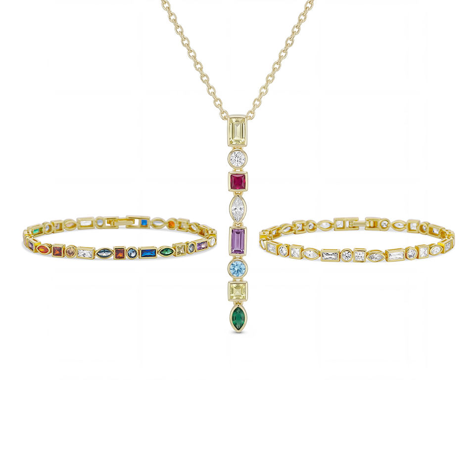 Electroplating Samples Gemnel Birthstone Lariat Necklace 925 Silver Gold Plating Multicolor ...